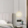 Lâmpadas pendentes JMZM Modern Small Lamp Circle Led Chandelier Copper Bedside Decorative for Bedroom Room El Villa