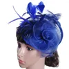 Basker Brud Bröllop Vit Huvudbonad Elegant Damer Mariage Mesh Fascinator Hatt Fancy Veils Chapeau Keps Mode Huvudbonader Damer