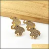 Stud Elephant Stud Earrings Post With Loop Hanger Cz Micro Paved For Diy Women Jewelry Earring Findings Er1040 Drop Delivery 2022 Dhsqb