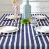 Tkanina stołowa bawełniana poliestrowa wodoodporna gęsta tkanina obrus do stolika prostokąta w stylu śródziemnomorskim niebieski pasek stół okładki J23305184