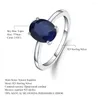 Cluster Rings Gem's Ballet Classic 2.02ct Oval Natural Blue Sapphire Wedding Band Ring Pure 925 Sterling Silver Simple for Women