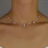 Choker 2022 Arrived Tear Drop Cubic Zirconia Cz Station Statement Link Chain Short Fashion Necklace