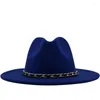 Basker jazz ullhatt retro filt fedora brittisk stil topp cap damer svart stor brimta fashionabla all-match