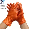 Одноразовые перчатки 50 шт. Черный апельсиновый тяжелый труд с бриллианными смеси 8 млн. Нитрил -виниловая виниловая смеси.