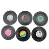 Table Mats Fashion Silicone Record Retro Type Drink Coasters Cup 6pcs/ Set