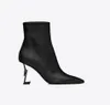 Bottines Bottes Talons Bottes Talons Hauts Escarpins Designer Opyum Alligator-Embossed Patent Leather With Black Heel Snake Pointed Toe Letters