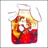 Aprons Christmas Apron Santa Claus Snowman Printing Cooking Kitchen Oil Proof Sleeveless Aprons Adt Children Art Painting Bib Bh7645 Dhqph