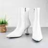 HBP Designer Boots for Women Fashion Pointed Leather Candy Color Overshoot Solid Medium Thin Heel 220705