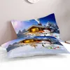 Ensembles de literie mignon bonhomme de neige ensemble housse de couette père noël roi couette bleu noël décoratif chambre d'enfant lit d'hôtel L221025