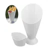 Plates Plastic White French Fries Cup With Dipping Snack Cone Stand Remove Dip Holder For Chips Finger Home Resturant Tools