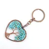 Natural Stone Crystal Keychains Heart Shaped Life Tree Pendant Car Key Chain Keyring RRA404