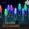 Cordes 2.5m 20LED Halloween Squelette Chaîne Spooky Lumières 8 Modes Coloré Post Lampe Pour Intérieur Extérieur Ornement Maison Chambre DIY Décors