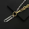 Hangende kettingen Design Rhinestone paper clip ketting voor vrouwen mode veiligheidspen dikke keten sieraden