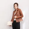 Femmes en cuir véritable femmes motard veste courte automne à manches longues en peau de mouton manteau mode Patchwork Zip moto vestes M-4XL