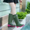 Bottes de pluie imperméables pour femmes, chaussures haut de gamme, longueur aux genoux, en caoutchouc, à la mode, pour filles, PVC, 221101