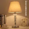 Table Lamps European Luxury Crystal Lamp Bedroom Bedside Linen Shade Wood Base Living Room Desk Light Baseus