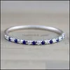 Cluster-Ringe Cluster-Ringe Großhandel Europäische Mode Frau Mädchen Party Hochzeitsgeschenk Silber Weiß Blau Rot Zirkon 925 Sterling Ring Rr Dh2Lb