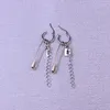 Hoop Earrings Stainless Steel Dia 10mm Chain Key Lock Pin For Women Chic Cool Earings Brincos Jewelry Alloy Pendant