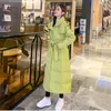 Women's Trench Coats 2022 Women Hooded Long Down Cotton Jacket Coat Winter Casual Thick Pocket Solid Waterproof White Parka Waist Belt