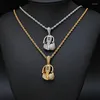 Kettingen Rock Stijl Hiphop Sieraden Muziek Hoofdtelefoon Microfoon Hanger Kettingen Volledige Zirkoon Hip Hop Gouden Ketting Voor Vrouwen