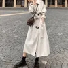 Trench feminina casacos de outono Mulheres Casaco de vento Britânico British Style Belt sobre o joelho Slim Casual Solid Long Jacket Fashion Loose Feminino