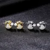 Micro set zircon cute mouse s925 silver stud earrings women jewelry Korean personality luxury animal earrings accessories gift