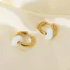 Hoop Earrings 2022 Arrival 18k Gold Plated Stainless Steel Party Jewelry Accessories White Opal Pendant Huggie For Women