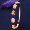 Bangle 3 Colors Charms CZ Statement Women Wedding Jewelry Full Cubic Zircon Dubai Korean Armband 2023 Design Bangles