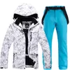 Giacche da sci Addensare Tuta da sci calda Coppie Abito invernale Giacca da snowboard impermeabile antivento Pantaloni Set Uomo Donna Taglie forti 3XL