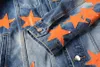 Jeansjackor rockar europeiska plus size jean coat hombre brev stj￤rna m￤n broderi lappt￤cke rippade f￶r trendm￤rke motorcykel toppar