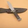 G1029 Coltello dritto da sopravvivenza 5Cr13Mov Lama a goccia satinata con codolo completo Manico in legno Campeggio esterno Escursionismo Caccia Coltelli a lame fisse con fodero in pelle