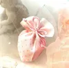 Gift Wrap 20Pcs Pink Strawberry Style Wedding Favors Fabric Candy Bags Sachet Bomboniera Party Chocolate Sugar Bag