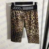 Leopardtryck linne Shorts Set Träningsoveraller Bokstavslogotyp Dam Sling BH Mode Yoga Tvådelad