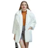 Women's Fur Fashion Faux Furry Coat Female Suit Collar Loose Rench Twinter Overcoat Women