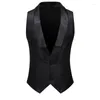 Men's Vests Fashion Blue Single Breasted Suit Vest Men 2022 Brand Slim Fit Shawl Collar Waistcoat Party Wedding Groom Dress