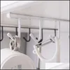 Hooks Rails Iron 6 Hooks Storage Shelf Wardrobe Cabinet Metal Under Shees Mug Cup Hanger Bathroom Kitchen Organizer Hanging Rack H Dhbjm