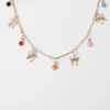 Choker Sweet Colorful Beads Gold Butterfly Necklace For Women Fashion Clavicle Chian Party Jewelry Gifts