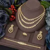 Halsband örhängen set siscathy 3 lager lyx afrikan för kvinnor bröllop fest zirkon kristall dubai brud smycken gåva