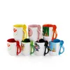 11oz Sublimation Keramik Becher leere Kaffeetassen mit Löffel Sublimation Cup Coaster Tea Schokoladen Keramik Tassen Großhandel