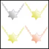 Choker Six-pointed Star Necklace For Women Men Stainless Steel Stars Pendant Rose Gold/Silver/Gold Color Chain Around The Neck