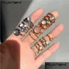 Cluster Rings Cluster Rings 2022 Korea 8st/Set Vintage Colorf Stone Metallic Chain Trendy Geometry Hit Set for Women Girls Jewelryc DH1RH
