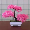 Flores decorativas plantas plásticas artificiais Bonsai Pequena panela de árvore falsa planta em vaso em casa Decoração El Garden Ornamentos de arranjo de jardim