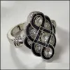 Cluster Ringe Cluster Ringe Anillos Sier Vintage Weißer Stein Für Frauen Ring Dunkelblau Emaille Epoxy Luxus Schmuck Bague Femme Mädchen M Dhfqw