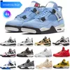 4 herrar hög OG basketskor 4s University Blue Silver Royal Toe Black Metallic Gold Unc Patent Dark Mochamen Mid Smoke Grey Women