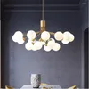 Chandeliers Nordic Led Lighting For Living Room Kitchen Lamp Magic Bean Glass Hanging Chandelier Indoor Gold Paint LuminariasCD