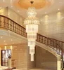 Ljuskronor duplex byggnad vardagsrum Big Crystal Villa El Lobby Gold Light Staircase Lamp L￥ng ljuskronabelysning