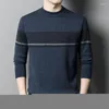 Men's Sweaters Autumn And Winter Middle-Aged Men's Thickened Pure Wool Knit Sweater Round Neck Jacquard Thermal Knitting Top