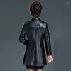 Femmes en cuir 2022 automne hiver Cardigan vestes femmes mi-longueur mode mince PU dames taille 5XL Boutique
