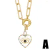 Pendant Necklaces FLOLA Cuban Link Chain Eye Heart Necklace Copper Zircon Crystal Clasp Butterfly Collar Fashion Jewelry Gift Nkeb090