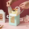 Single Cupcake Boxes With Clear Window Handle Portable Macaron Boxs Mousse Cake Snack Boxes Paper Package Box Birthday Party Supply